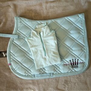Spooks Mint Blue Saddle Pad and Horse Pilot longsleeve Set